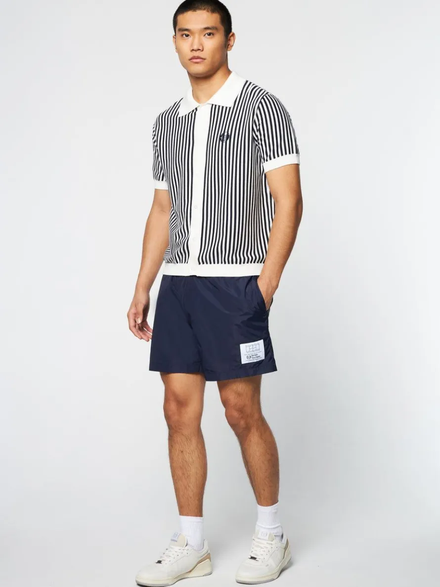 Abramo Knit Polo- Pearled Ivory/ Maritime Blue