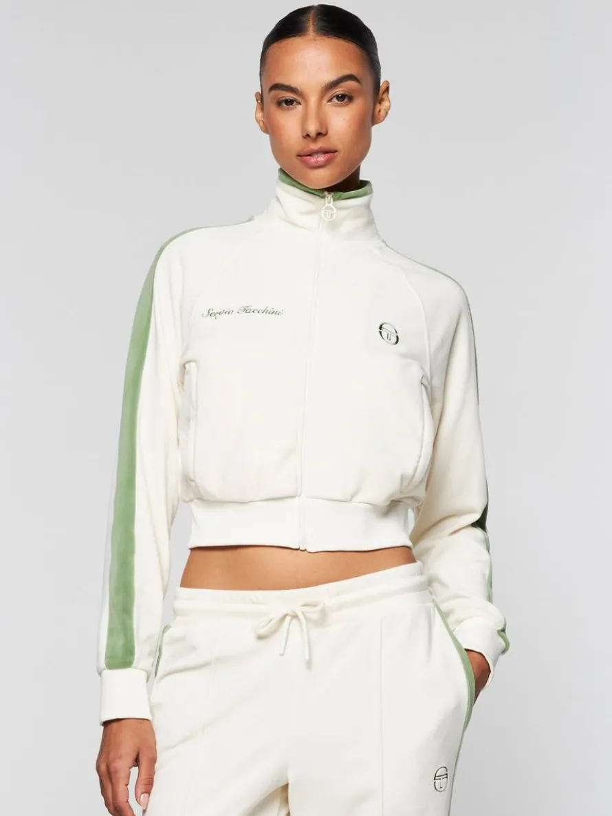 Miss Carlotta Velour Track Jacket- Gardenia