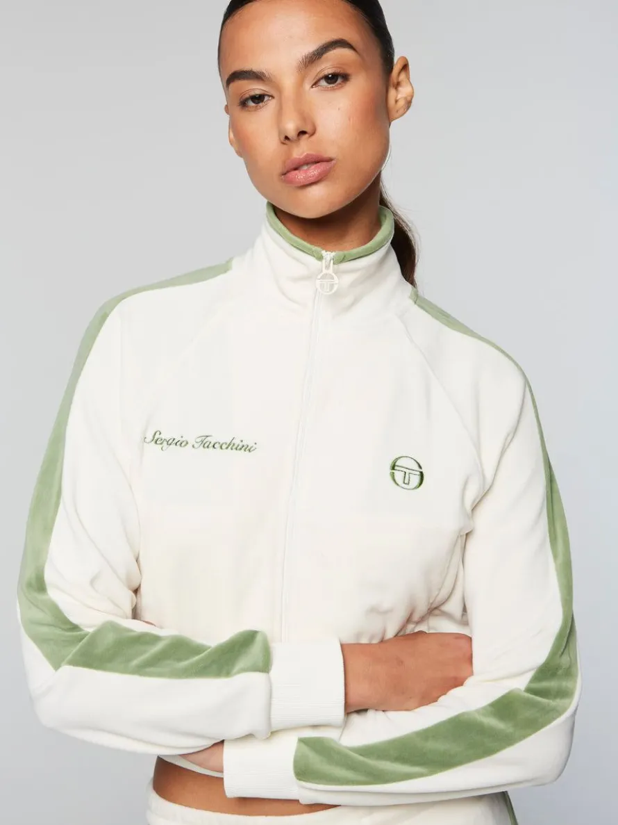 Miss Carlotta Velour Track Jacket- Gardenia