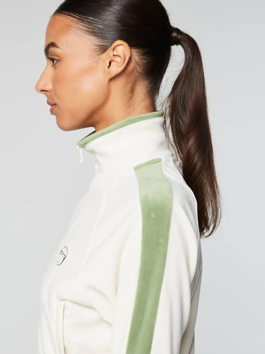 Miss Carlotta Velour Track Jacket- Gardenia