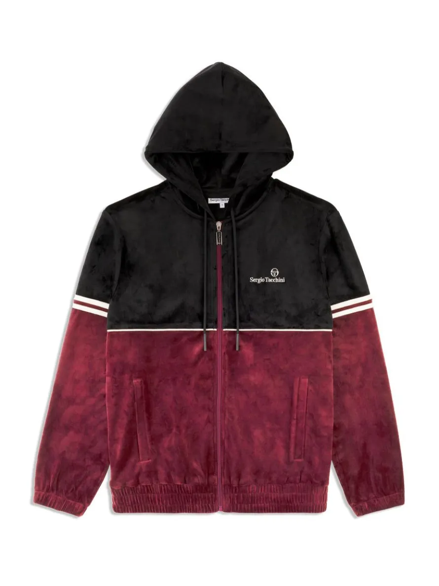 Scopeto Full-Zip Velour Hoodie- Black Beauty/ Mauve Wine