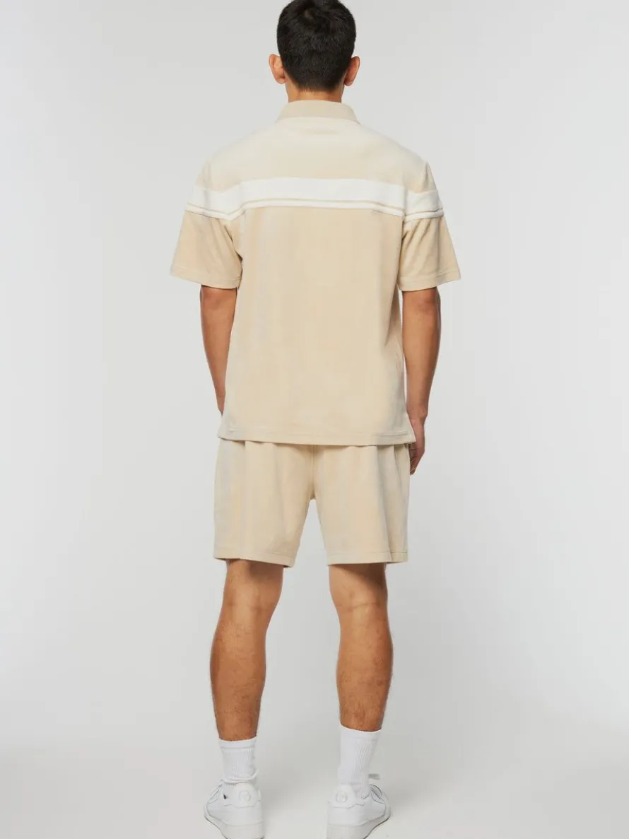 Damarindo Velour Polo-Cement/ Gardenia