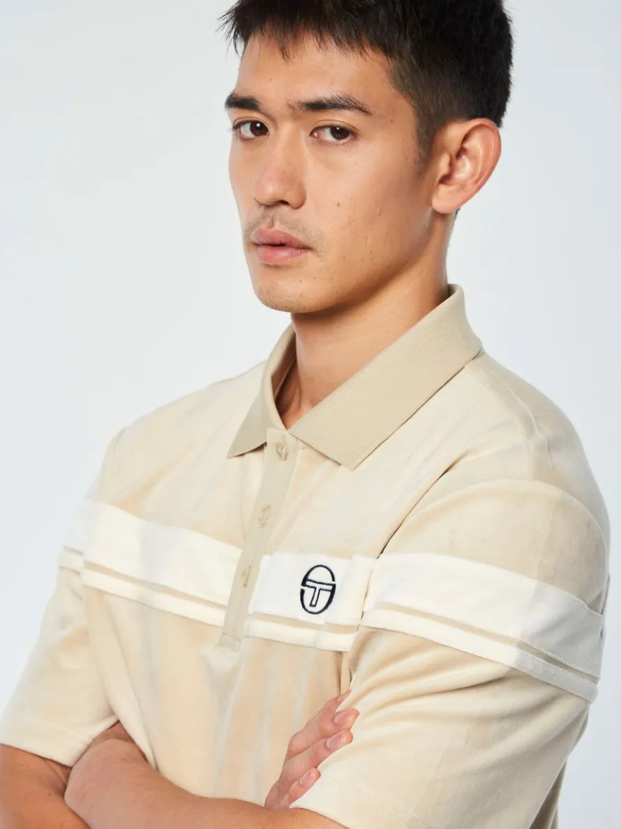 Damarindo Velour Polo-Cement/ Gardenia