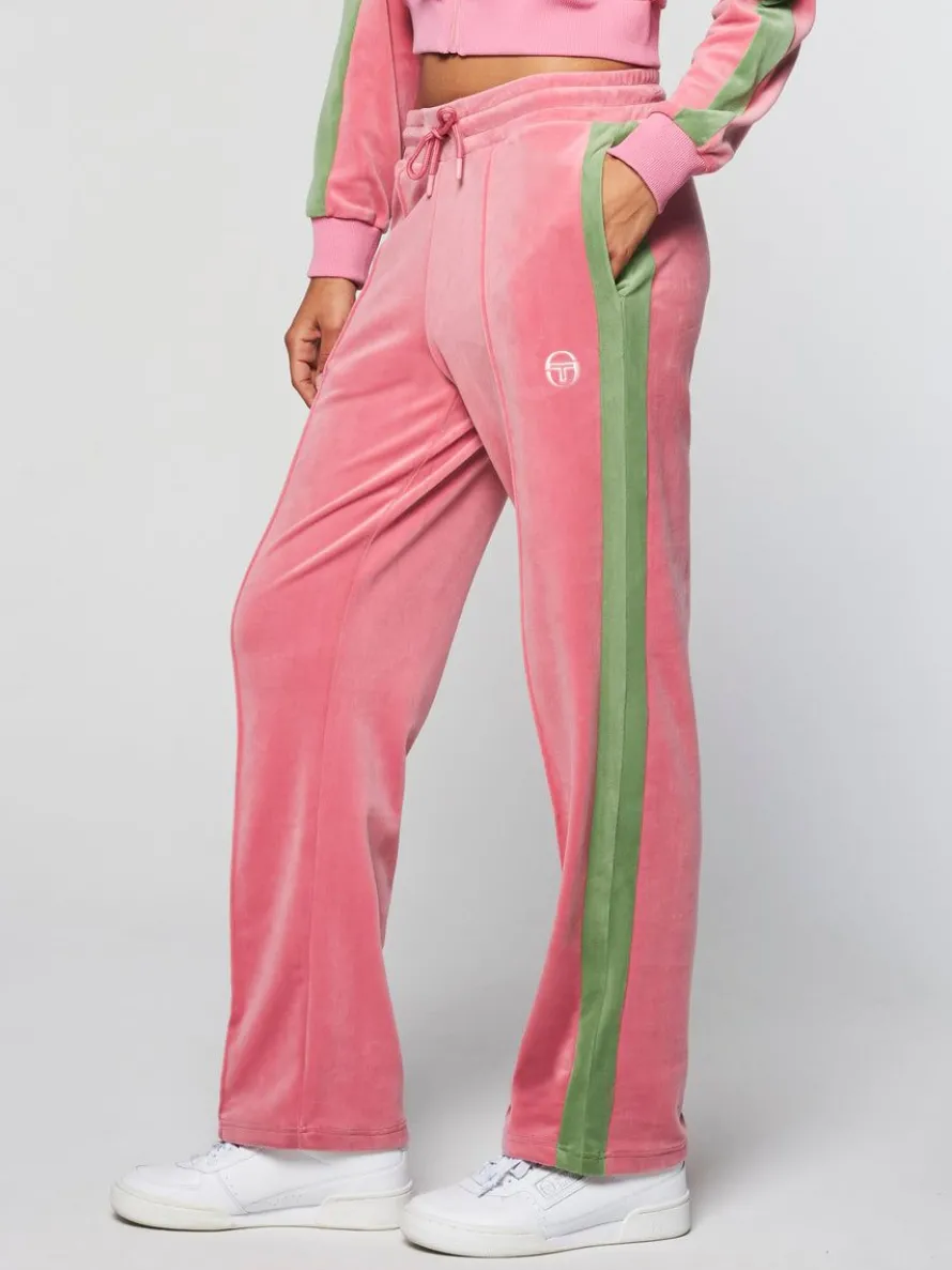 Miss Carlotta Velour Track Pant- Wild Rose