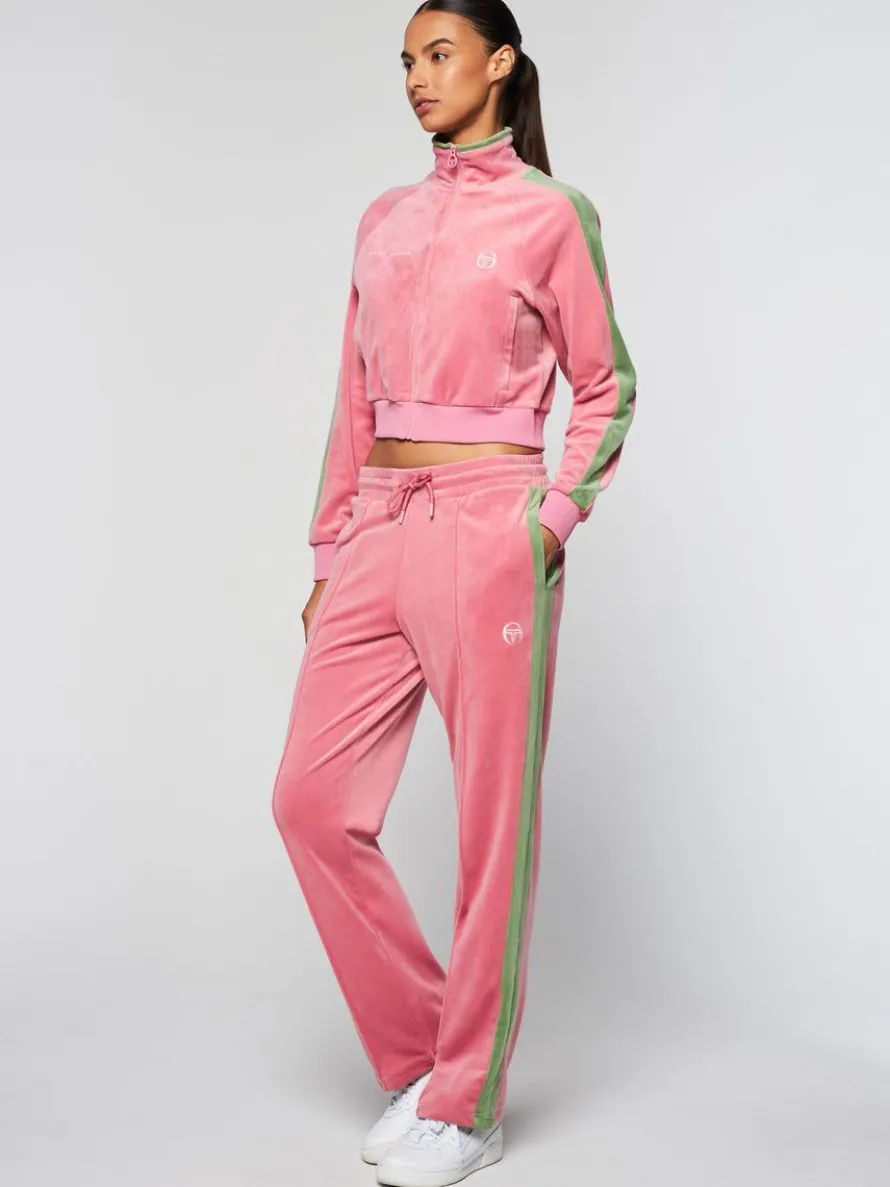 Miss Carlotta Velour Track Pant- Wild Rose
