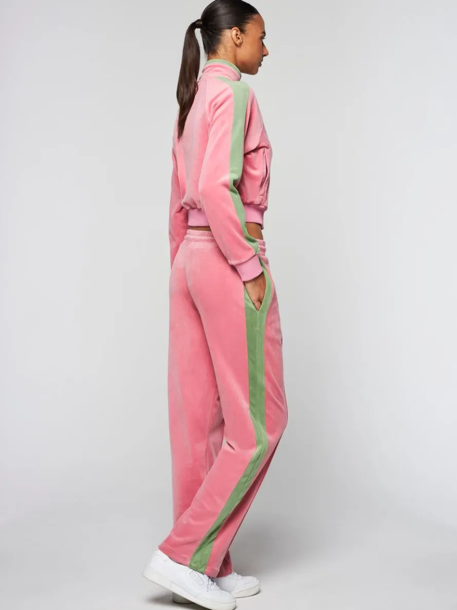 Miss Carlotta Velour Track Pant- Wild Rose
