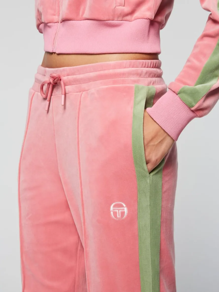 Miss Carlotta Velour Track Pant- Wild Rose