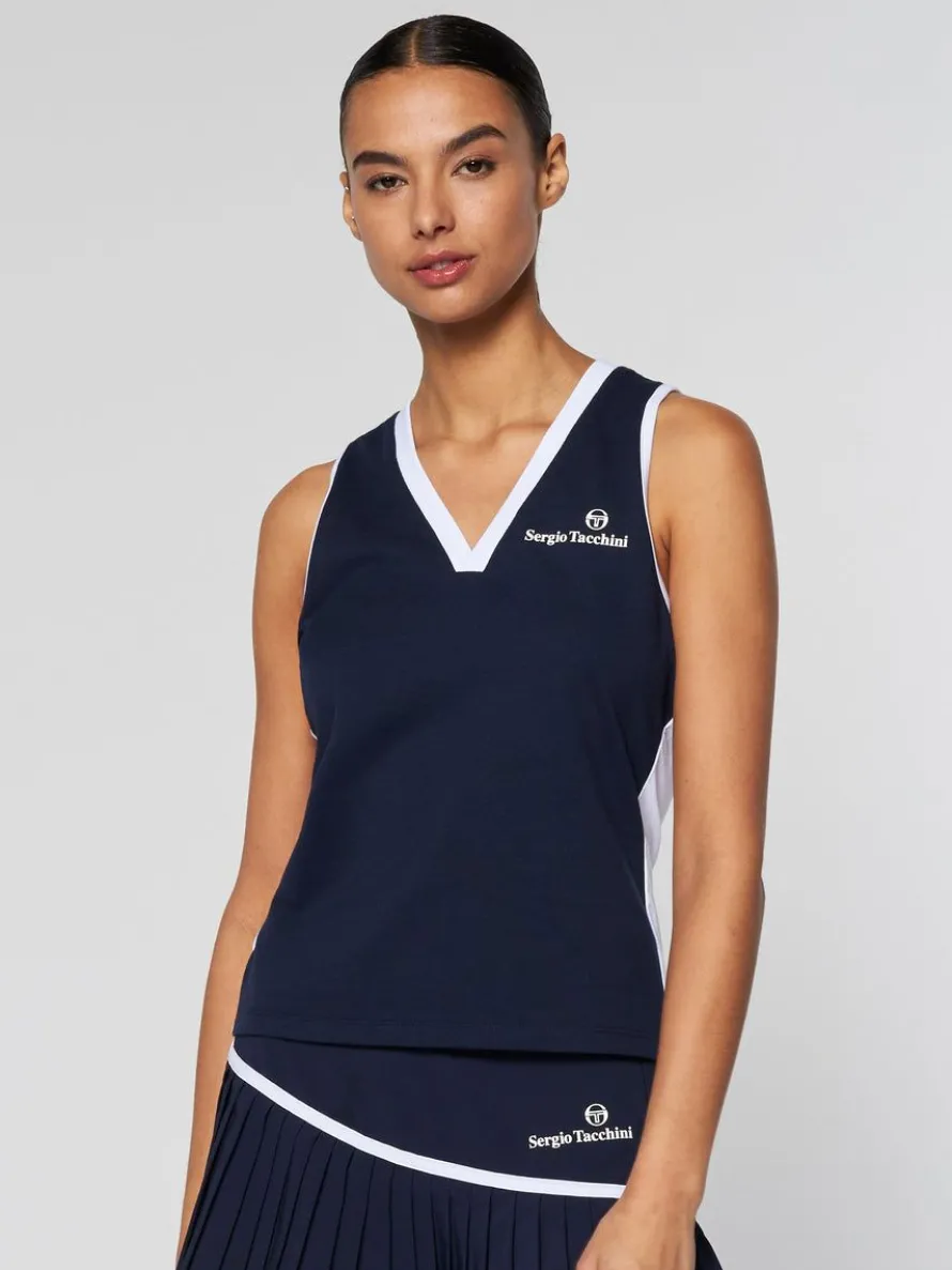 Women'S Vigentino Tennis V-Neck Tank Top- Maritime Blue