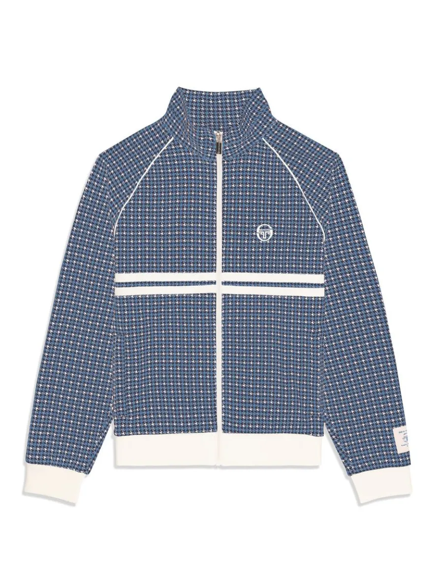 Dallas Houndstooth Track Jacket- Maritime Blue