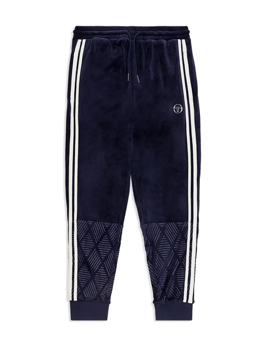 Debossed Damarindo Velour Track Pant- Maritime Blue