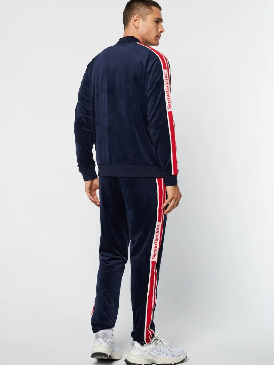 Pereto Velour Track Jacket- Maritime Blue