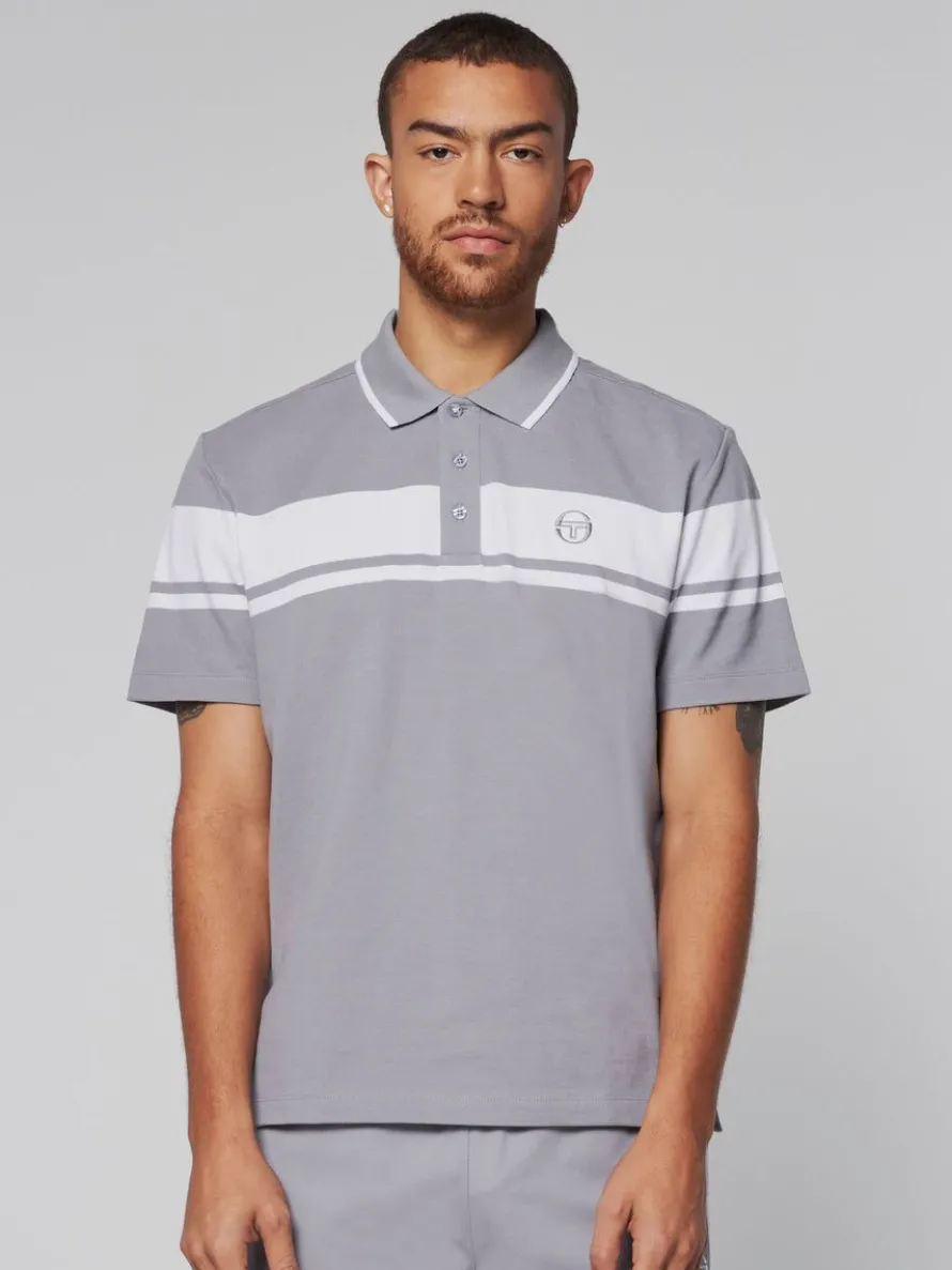 Damarindo Polo- Sleet/ White