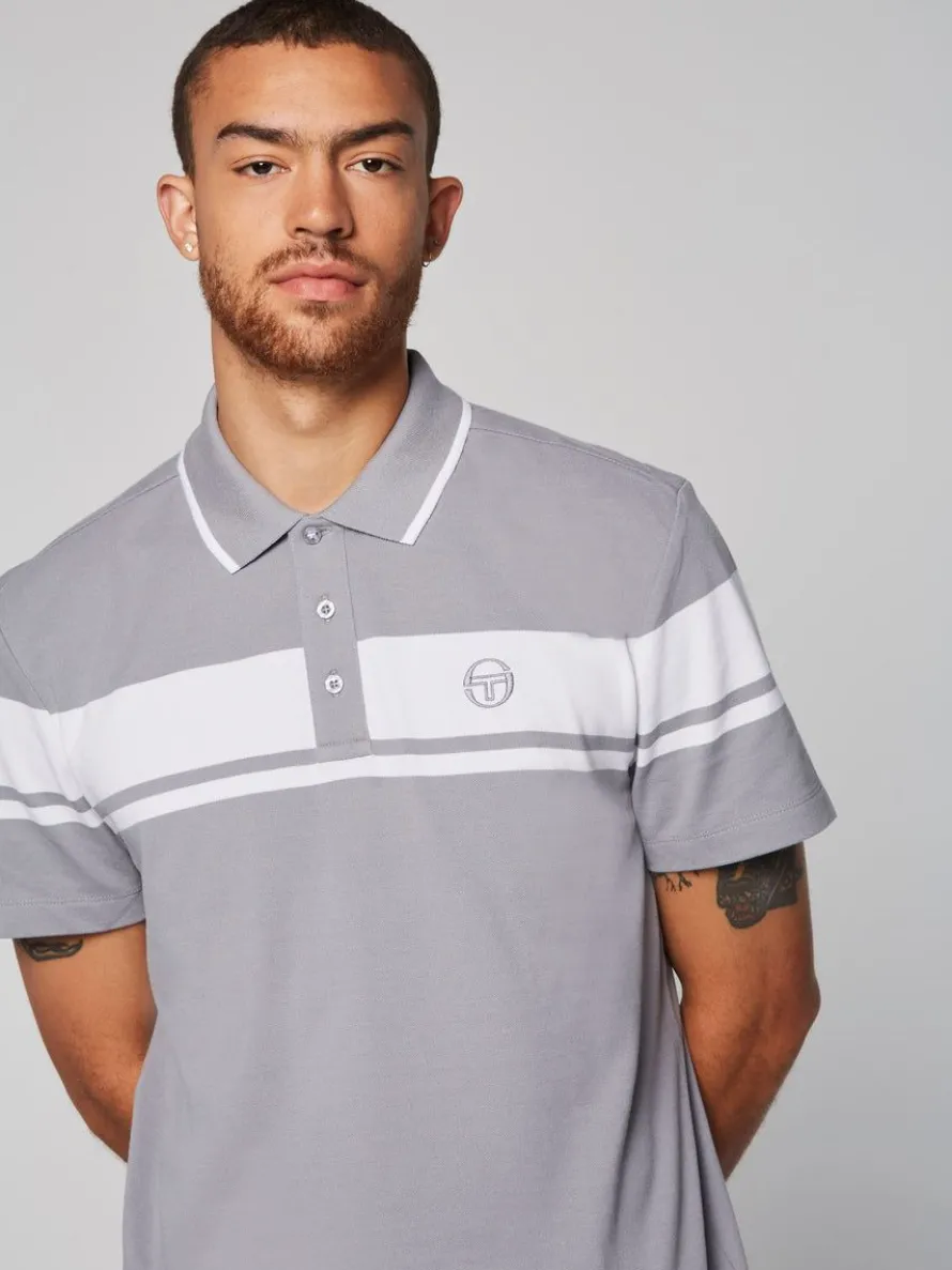 Damarindo Polo- Sleet/ White