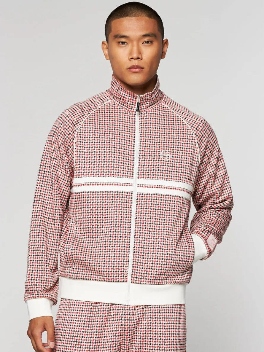 Dallas Houndstooth Track Jacket- Poinciana