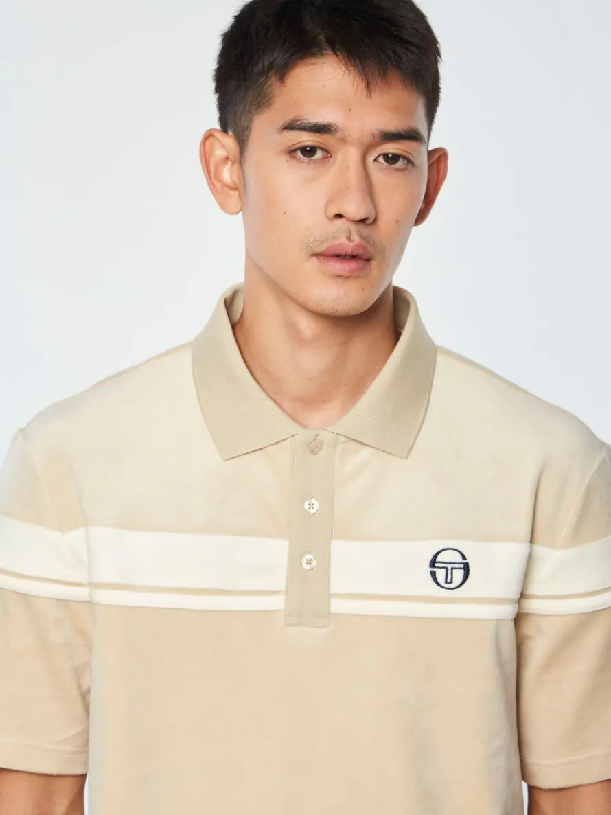 Damarindo Velour Polo-Cement/ Gardenia