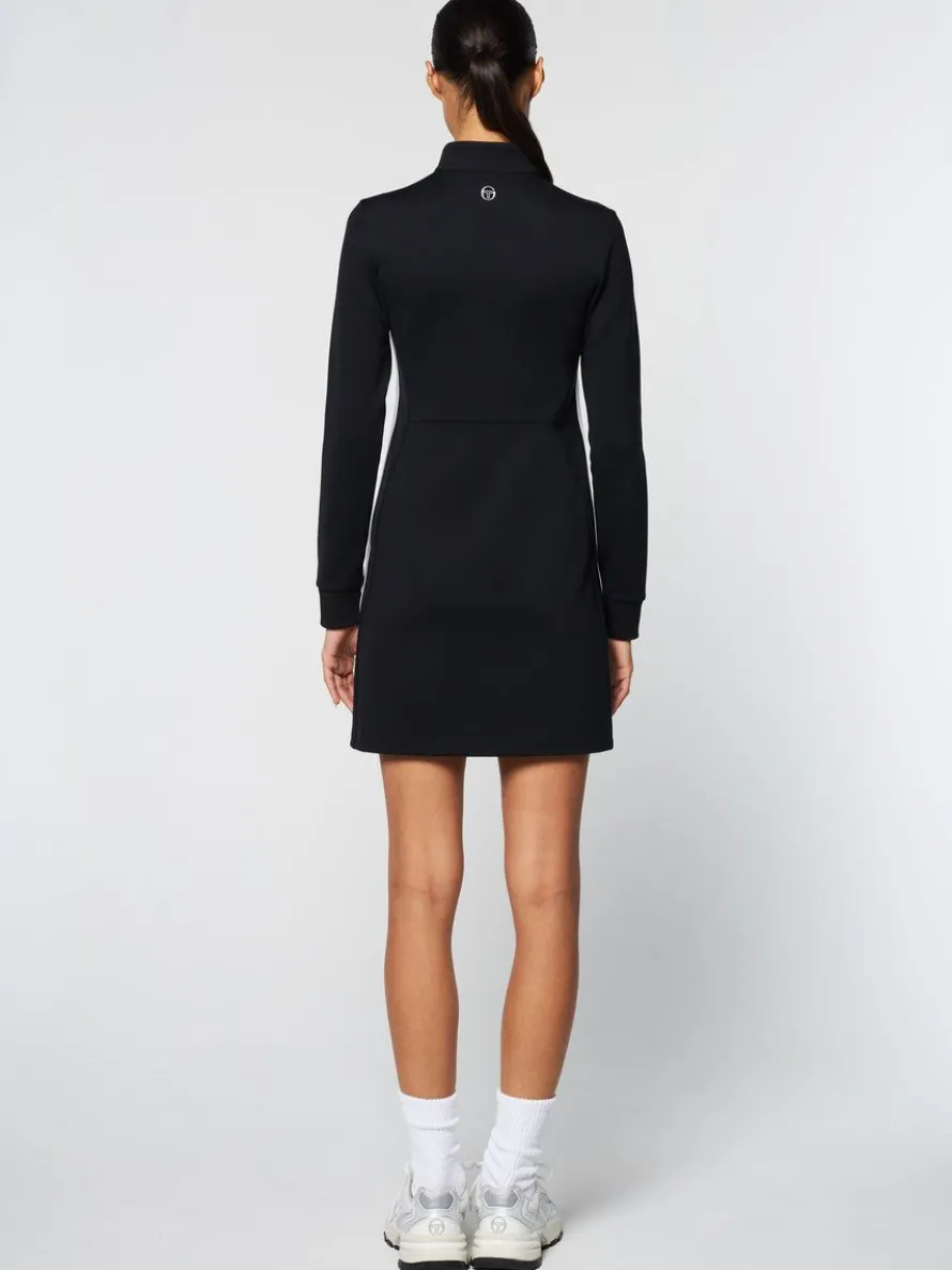 Damarindo Half-Zip Track Dress- Black