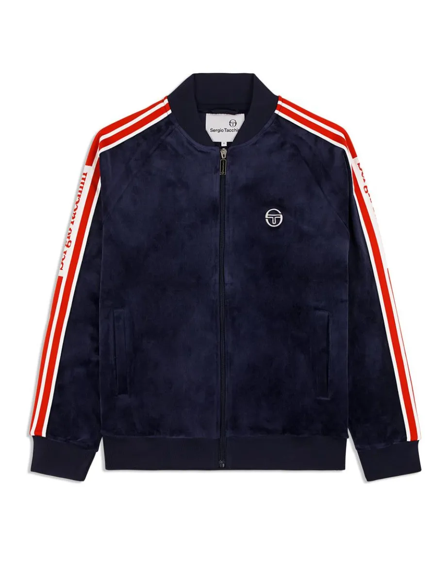 Pereto Velour Track Jacket- Maritime Blue
