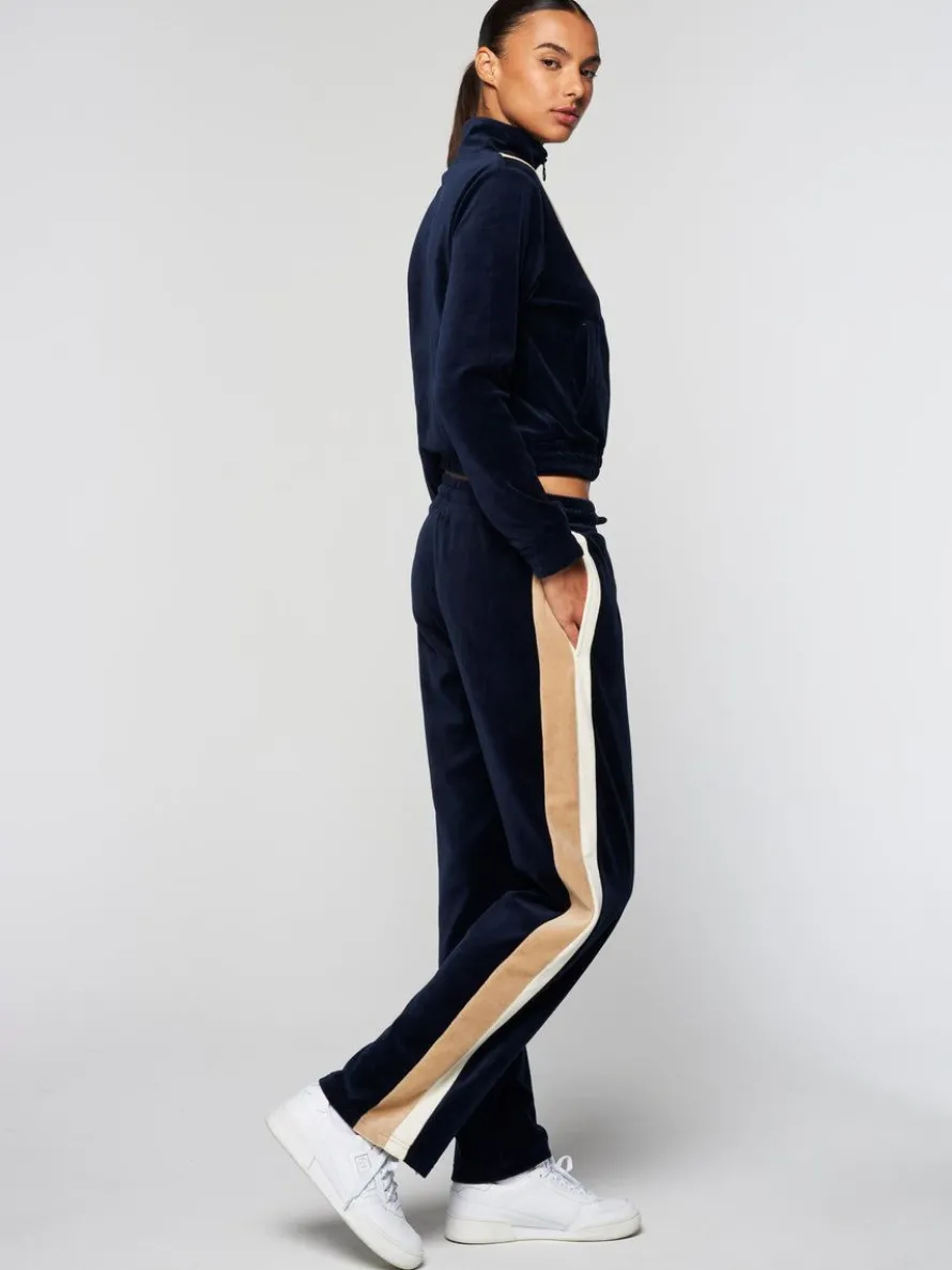 Rosa Velour Track Pant- Maritime Blue