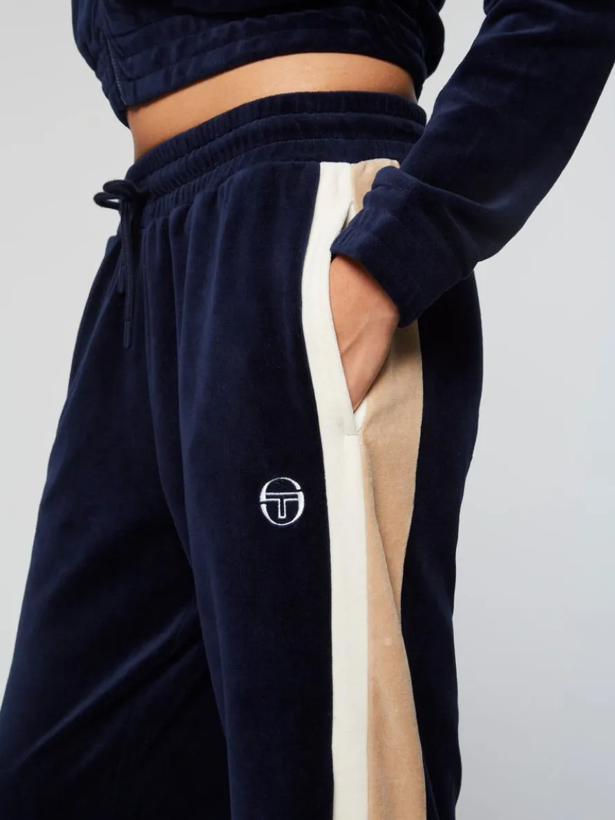 Rosa Velour Track Pant- Maritime Blue