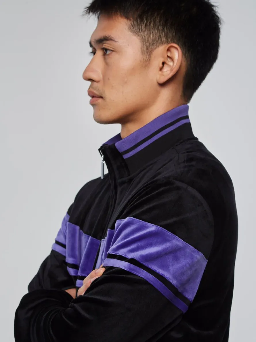 Damarindo Velour Track Jacket- Black/ Liberty