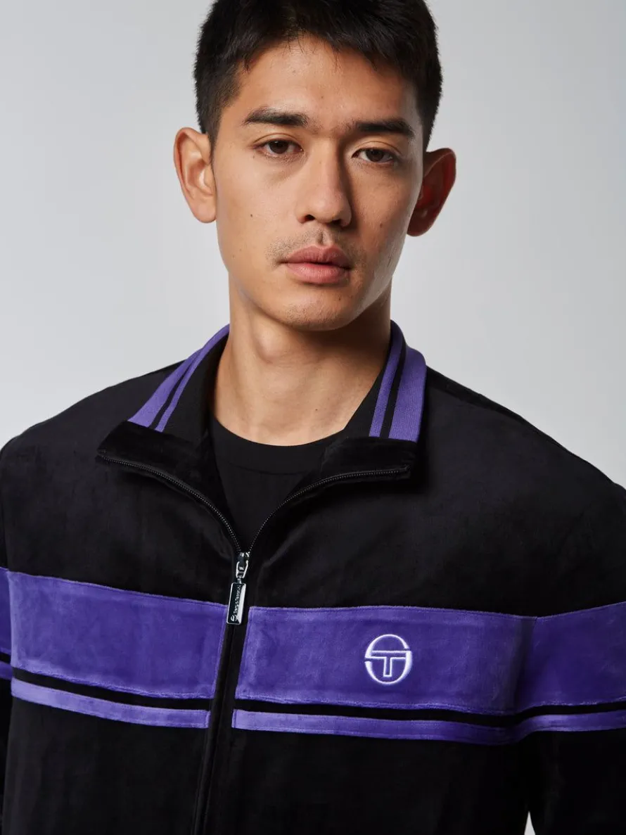 Damarindo Velour Track Jacket- Black/ Liberty