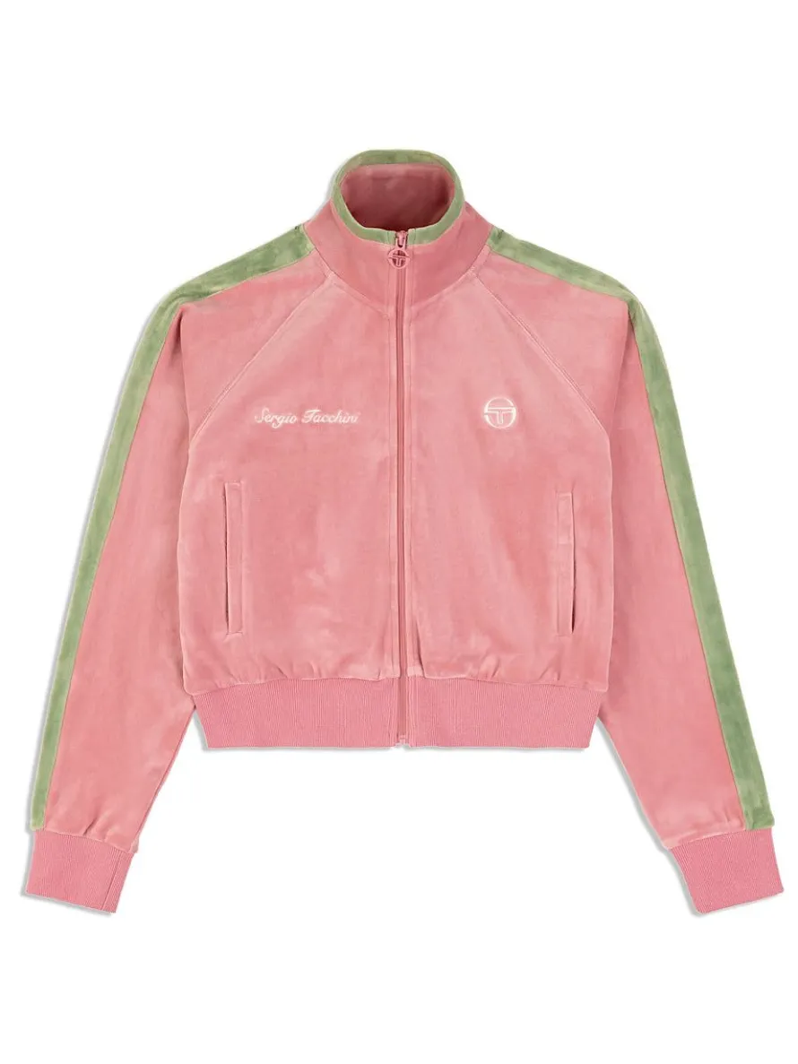 Miss Carlotta Velour Track Jacket- Wild Rose