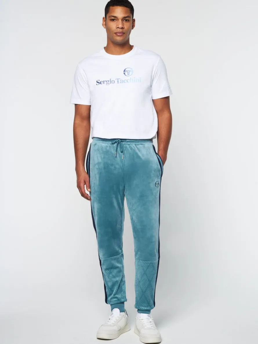Debossed Damarindo Velour Track Pant- Larkspur