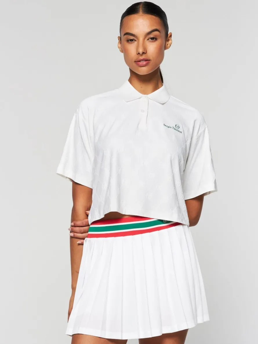 Monogram Jacquard Cropped Polo- Gardenia