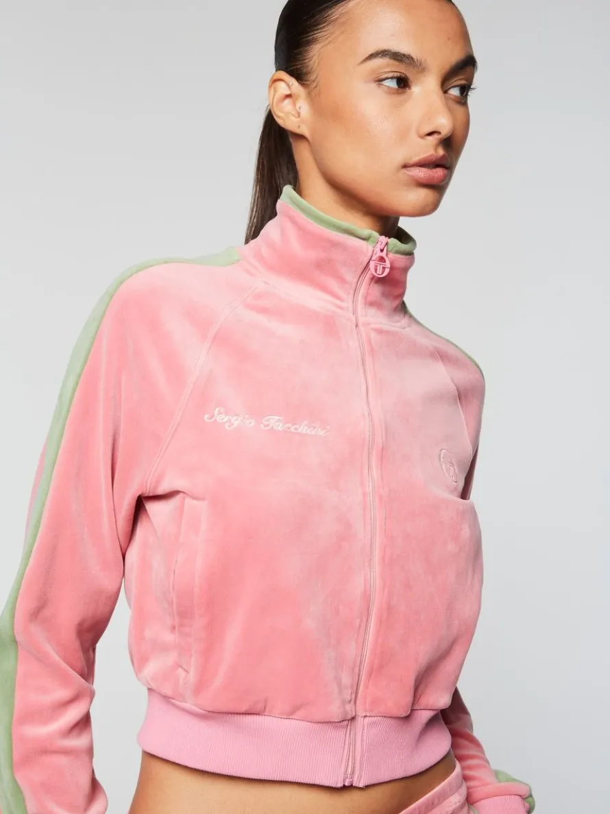 Miss Carlotta Velour Track Jacket- Wild Rose