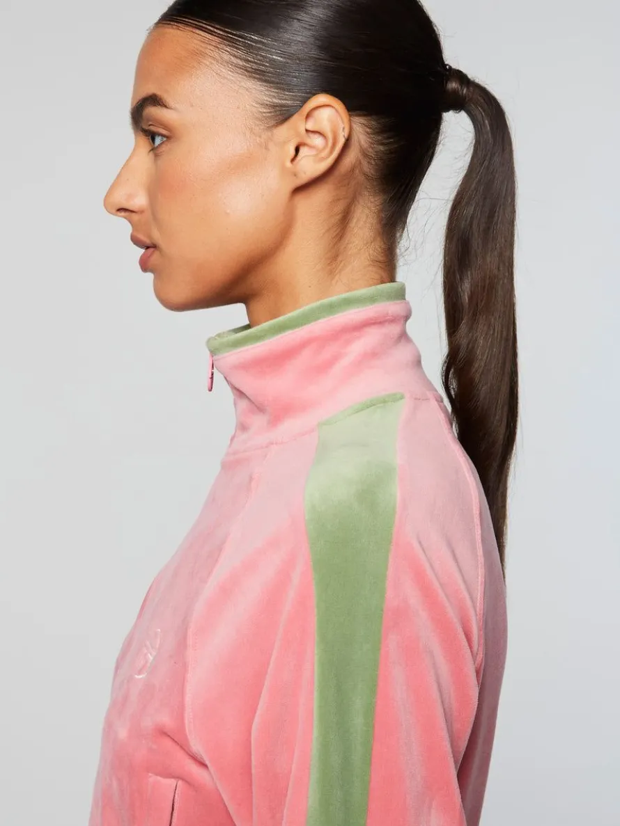 Miss Carlotta Velour Track Jacket- Wild Rose