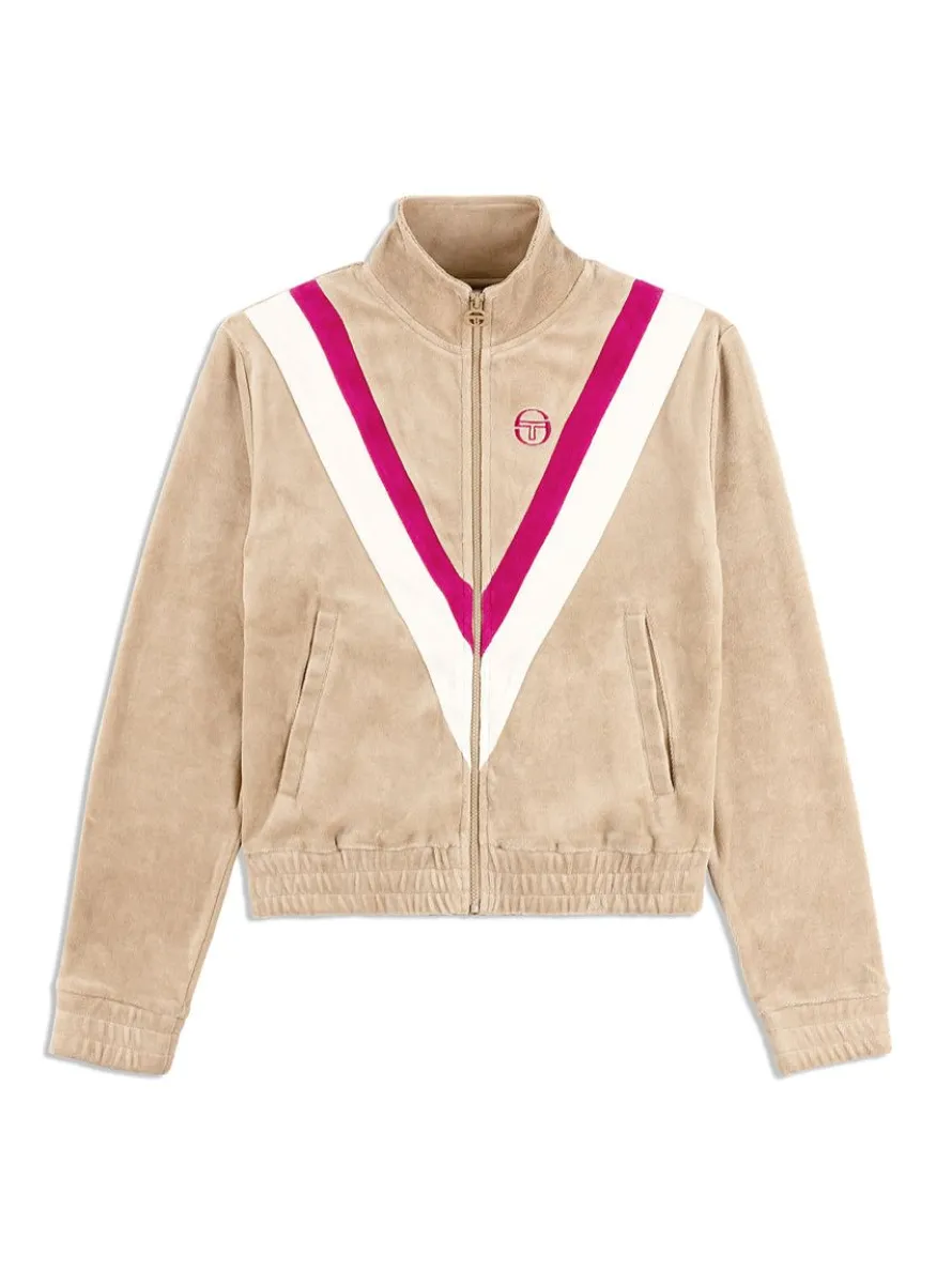 Sara Velour Track Jacket- Humus