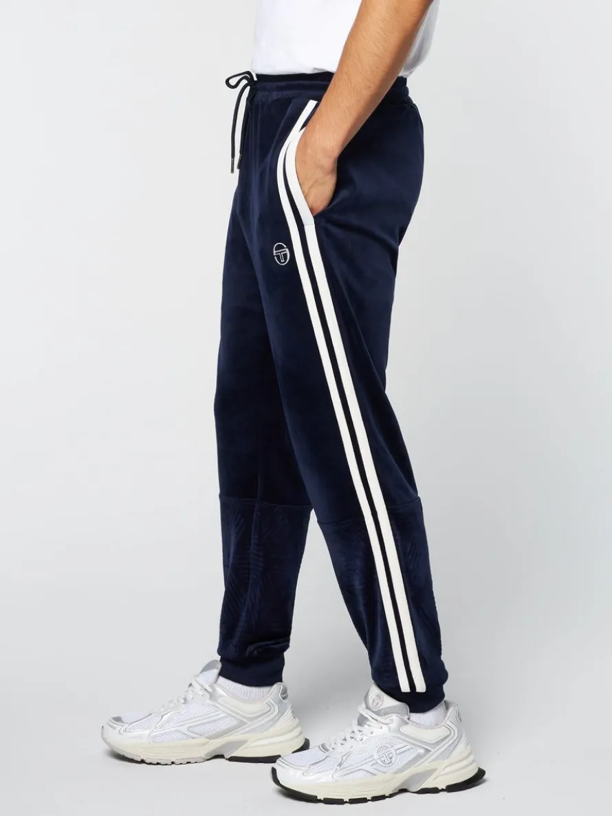Debossed Damarindo Velour Track Pant- Maritime Blue