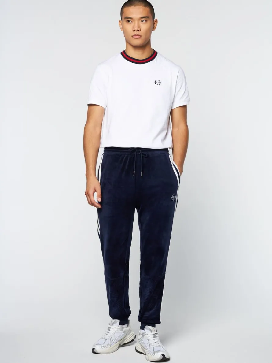 Debossed Damarindo Velour Track Pant- Maritime Blue