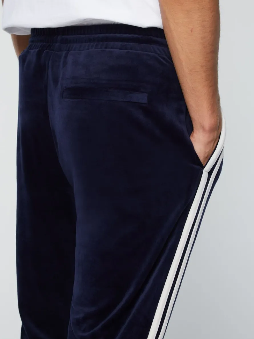 Debossed Damarindo Velour Track Pant- Maritime Blue