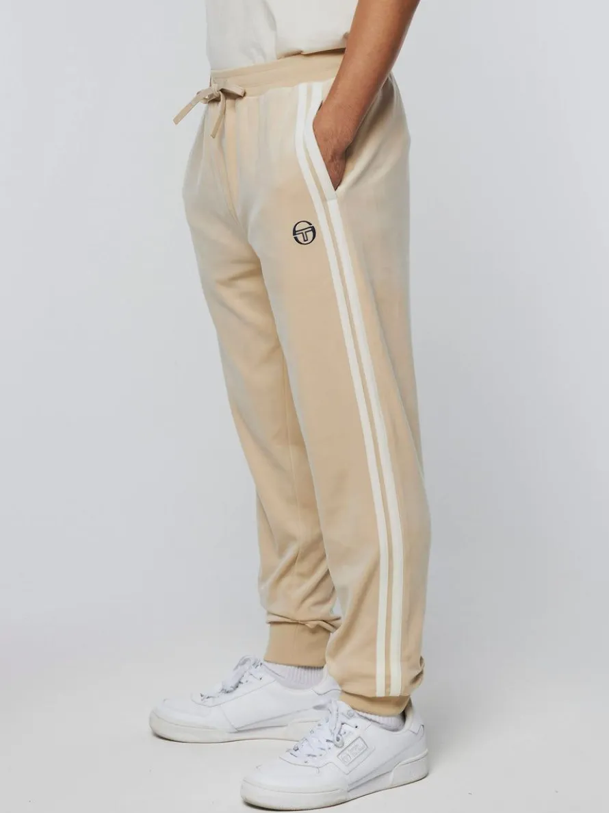 Damarindo Velour Track Pant-Cement/ Gardenia