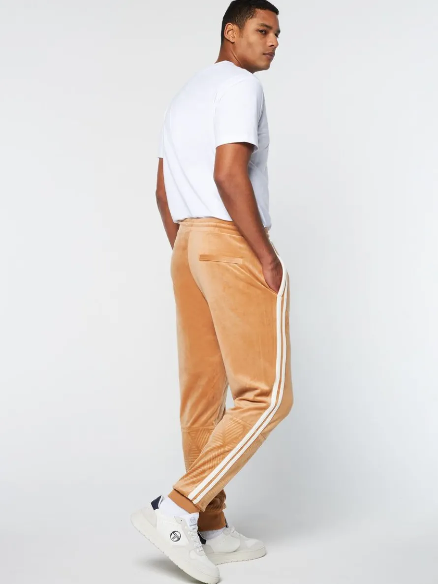 Debossed Damarindo Velour Track Pant- Meerkat