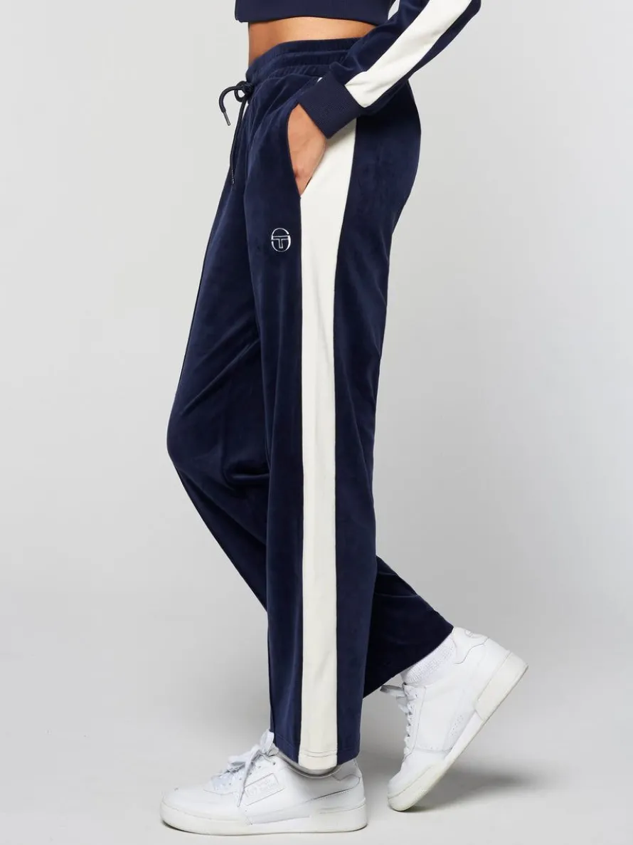 Miss Carlotta Velour Track Pant- Maritime Blue