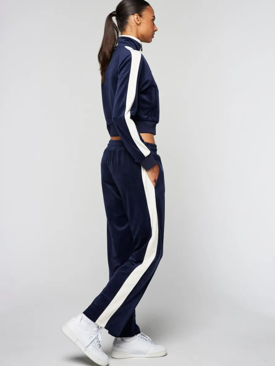 Miss Carlotta Velour Track Pant- Maritime Blue